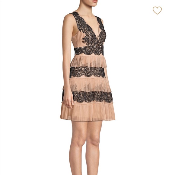 NWT Formal Black Lace/Nude Pink Tiered Cocktail Dress - Picture 2 of 6